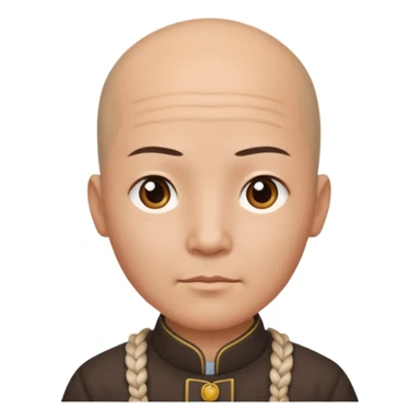 chineese man with a bald head and BRAID coming out in the middle sticker