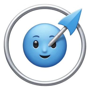 Quiero que hagas un círculo azul y con una flechita en el medio blanca sticker