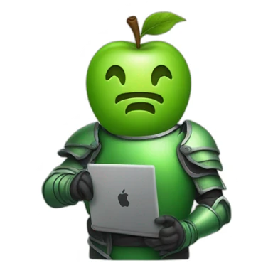 green apple knight, holding laptop sticker