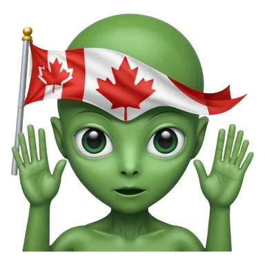 Aliens aluting Canadian flag sticker