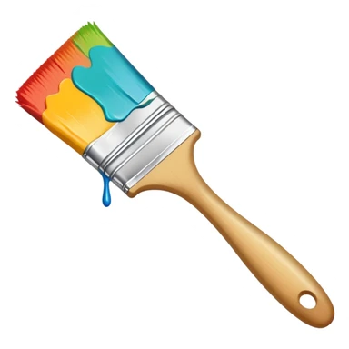 A flat-style illustration of a paintbrush with a colorful stroke trailing behind it. sticker