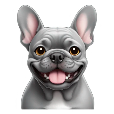 smiling dark grey french bulldog sticker