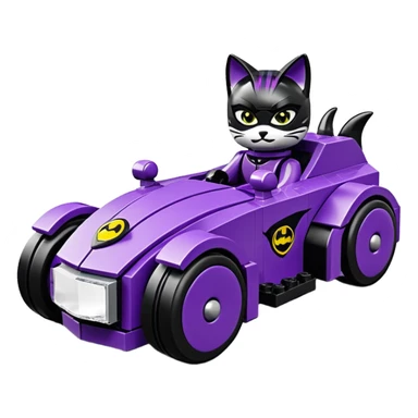 Hot rod Lego Cat Woman’s sporty futuristic pursuit mobile two seater car  sticker