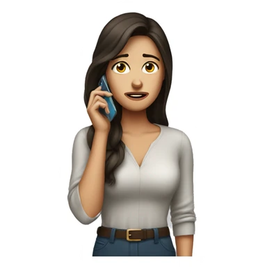 Beautiful Brunette Woman talking on her cellphone crying sticker