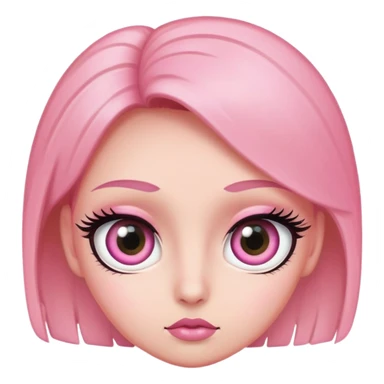 A major side eye with big eyes and long lashes pink emoji sticker
