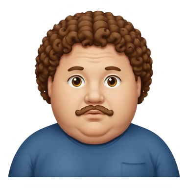 A very fat man with brown curly hair sticker