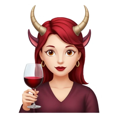 Woman with horns drinking wine sticker