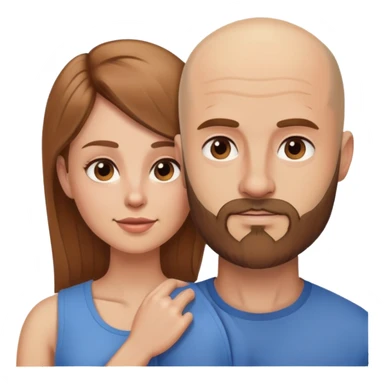 Beautiful light brown hair touching her muscular bald beard husband sticker