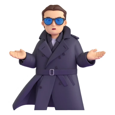 Neo dodging bullets in bullet time, wearing black trench coat and sunglasses sticker