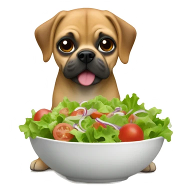 A puggle eating salad sticker