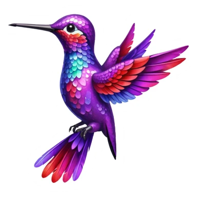 hummingbird with red and purple with glitter sticker