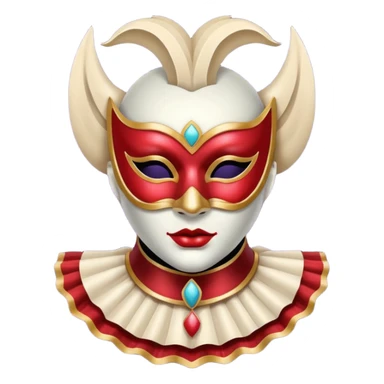circus masked performer portrait, head and shoulders only, elegant carnival mask, dramatic costume collar, mysterious expression, 3D cartoon, mobile game icon style, clean background, no text, no watermark sticker