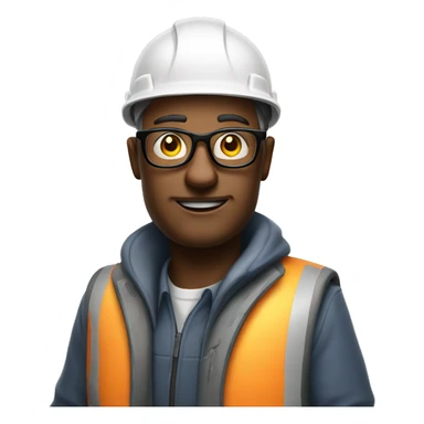 cool dude with glasses on as a builder smoking sticker