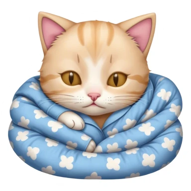 Sleepy kitten with pijamas tucked in bed sticker
