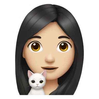 Korean girl with long black hair holding two cats sticker