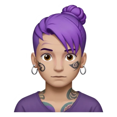 purple hair bun and lots of face tattoo guy sticker