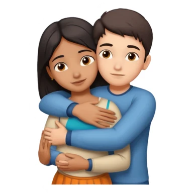 indian boy hugging indian girl from behind... boys hand down near navel of girl... boys head on the shoulder of girl... hugging tight sticker