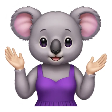 Koala purple drees eyelashe clapping sticker