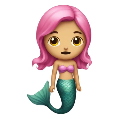 a sad mermaid with pink tail sticker