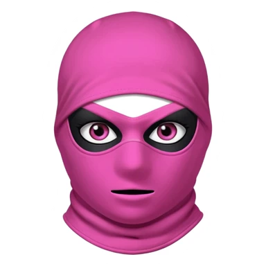 gangster style balaclava pink in colour with eyes showing through the eye holes of the balaclava with beautiful eyelashes on  sticker