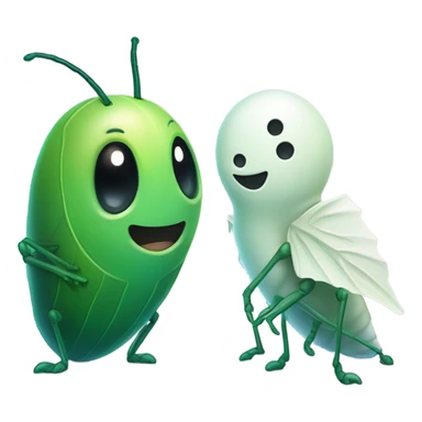 A cricket and a ghost being friends sticker