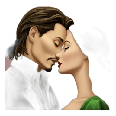 Johnny Depp kissing blond woman with green eyes amd very very very long hair sticker
