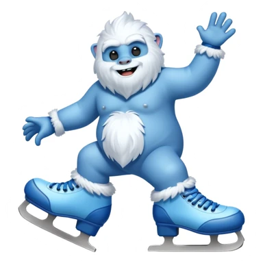 fat blue fur yeti ice skating  sticker
