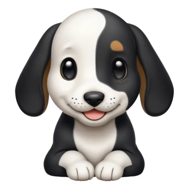 Black and white hound puppy, smiling, smooth coat. sticker