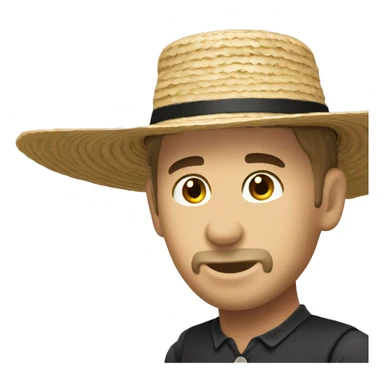 white skin amish man straw hat sticker