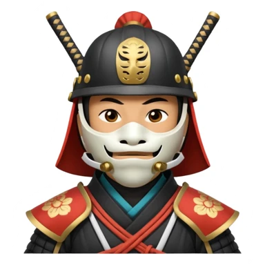 Samurai with helmet and a mask covering their mouth sticker