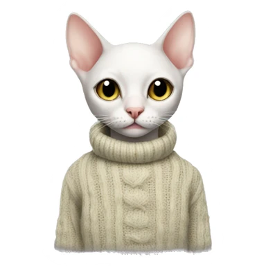 Hairless cat with sweater that says gin sticker