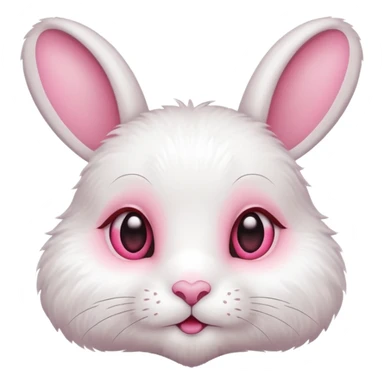 White rabbit BIG PINK heart eyes  sticker