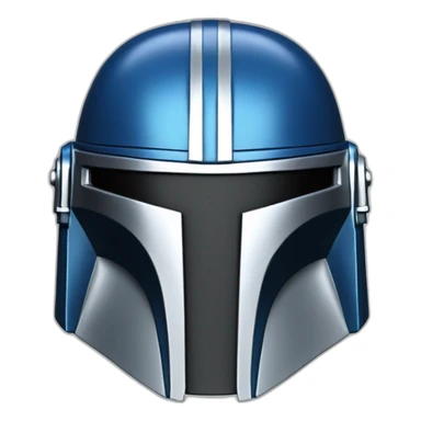 mandalorian helmet with blue and shiny silver sticker