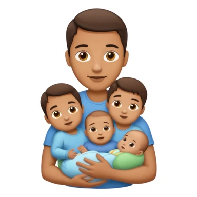 man with three babies sticker