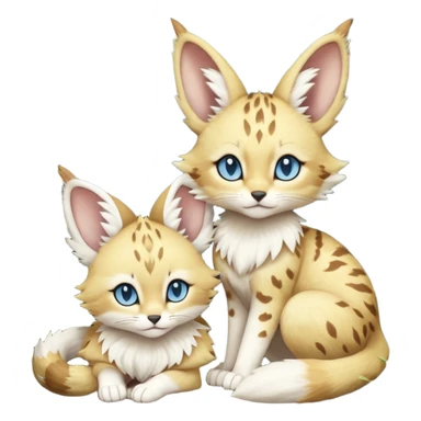 Albino-white, blue-eyed soft natural realistic romantic vintage antique divine beautiful elegant pretty precious cute young youthful  Fakémon-Pokémon-feline-Zeraora-Jolteon-serval-caracal-chinchilla-Minccino-Cinccino-Meowstic-rodent-hybrid-creature (full body) sticker