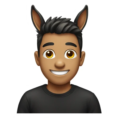 smiling boy donkey in black shirt sticker