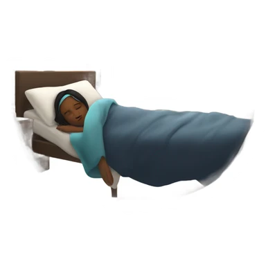 Peacefully sleeping woman in a bed, dark hair, eye mask, and a skyline visible through a window  sticker