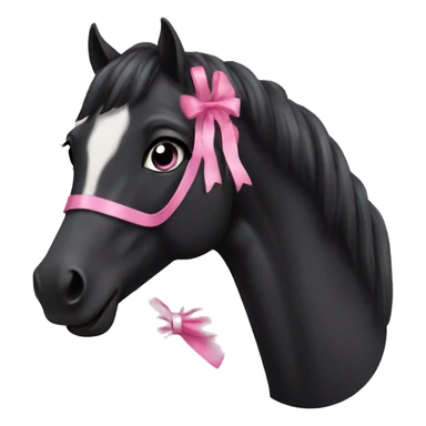 black horse with a pink bow  sticker