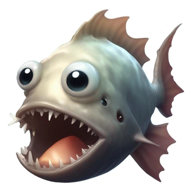 Anglerfish with a glowing lure hanging from its forehead, sharp teeth, and big eyes. sticker
