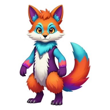 Edgy colorful anthro fursona Fakemon sticker