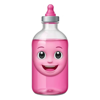 Smiling freaky baby oil bottle pink sticker