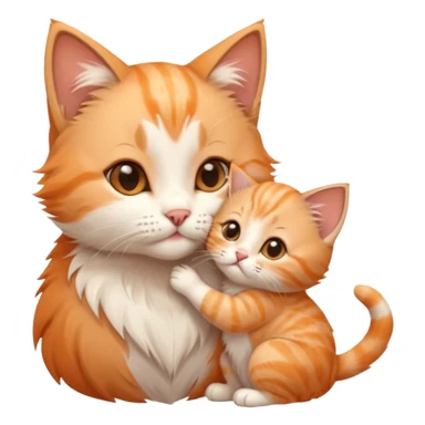 Kitten kissing mommy on the eye with affection and lots of cuteness sticker