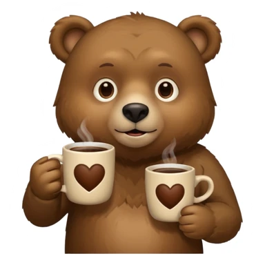 a bear holding 2 cups of coffee  sticker