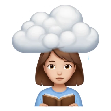 determined shy girl who is dreaming of 100%on her exam in a dream cloud   brown hair sticker