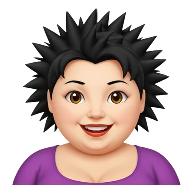 fat spiky haired happy woman sticker