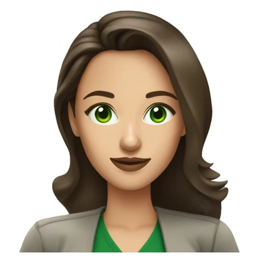 Brunette influencer woman with green eyes taking selfie sticker