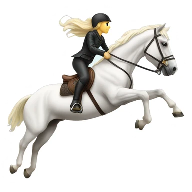 Blonde rider Jumping white horse sticker