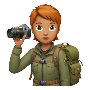 
wildlife photographer, trekking clothes, ginger hair sticker