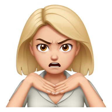 woman with her hands around her neck angery sticker