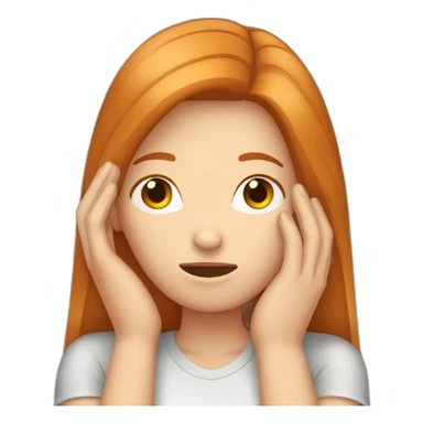 women Ginger straight Hair facepalm sticker